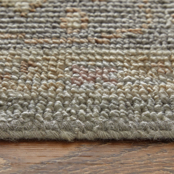8' Wool Oriental Hand Knotted Traditional Runner Rug With Fringe - Gray And Gold