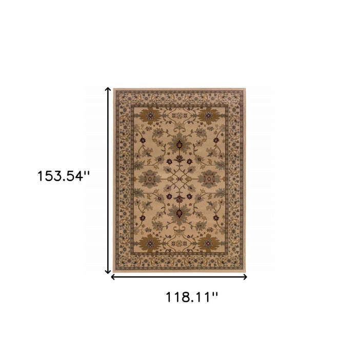 10' x 13' Oriental Power Loom Stain Resistant Area Rug - Ivory