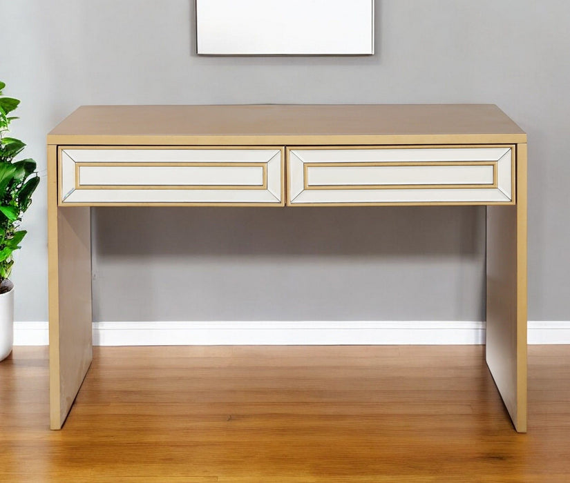 48" Mirrored Glass Console Table - Gold