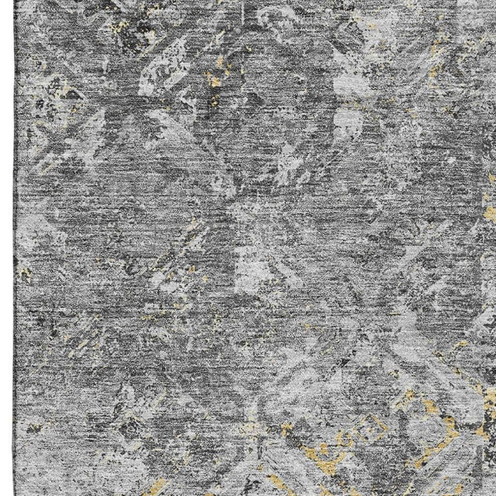 9' X 12' Diamond Washable Area Rug With UV Protection - Gray