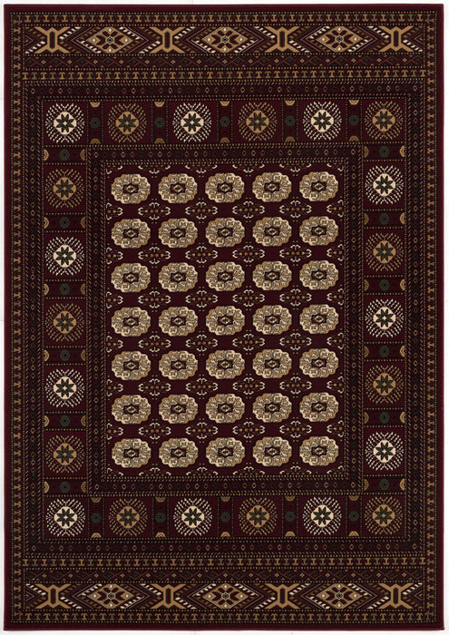 9.8' x 13.3' Oriental Washable Non Skid Area Rug - Red And Ivory