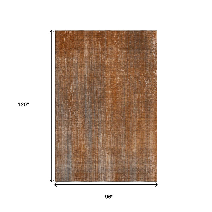 8' X 10' Striped Washable Area Rug With UV Protection (648752) - Rust / Gray