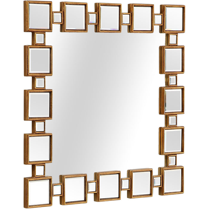 32" Square Framed Accent Mirror - Gold