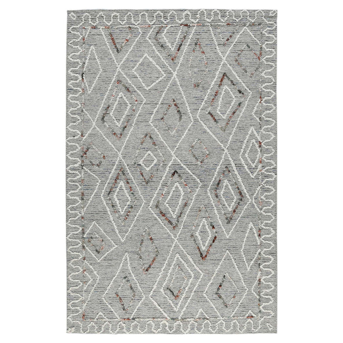 8' X 10' Wool Geometric Hand Hooked Area Rug - Gray
