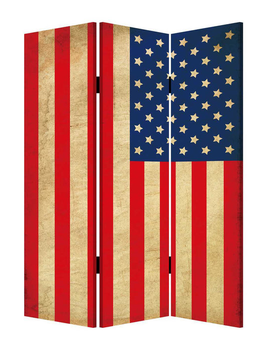 Wood Canvas American Flag Screen - Multi Color