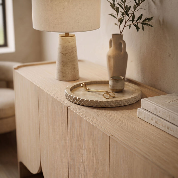 Russell Meridian Furniture genuine marble tray with sleek rectangular design and polished surface, ideal for elegant home decor.