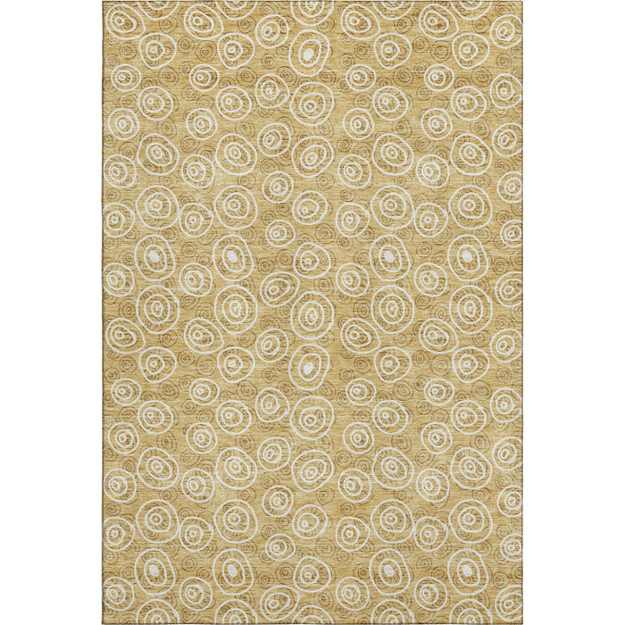 8' X 10' Polka Dot Washable Area Rug With UV Protection - Gold And Ivory