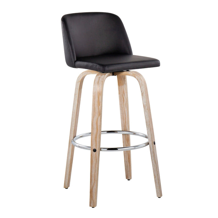 Toriano - 30" Fixed-Height Barstool (Set of 2) - Light Brown & Chrome Base
