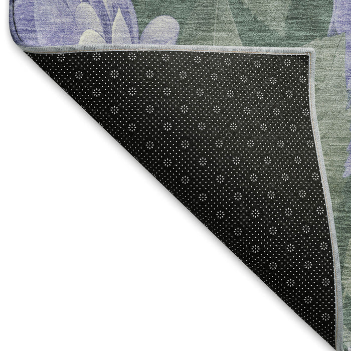 10' X 14' Floral Washable Area Rug With UV Protection (694442) - Lavender / Green / Ivory