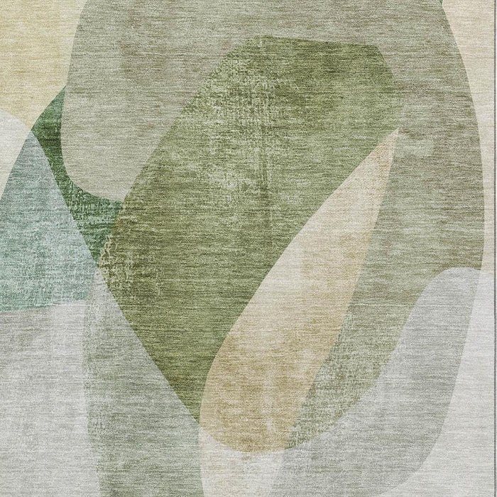 10' X 14' Abstract Washable Area Rug With UV Protection (716677) - Sage / Beige