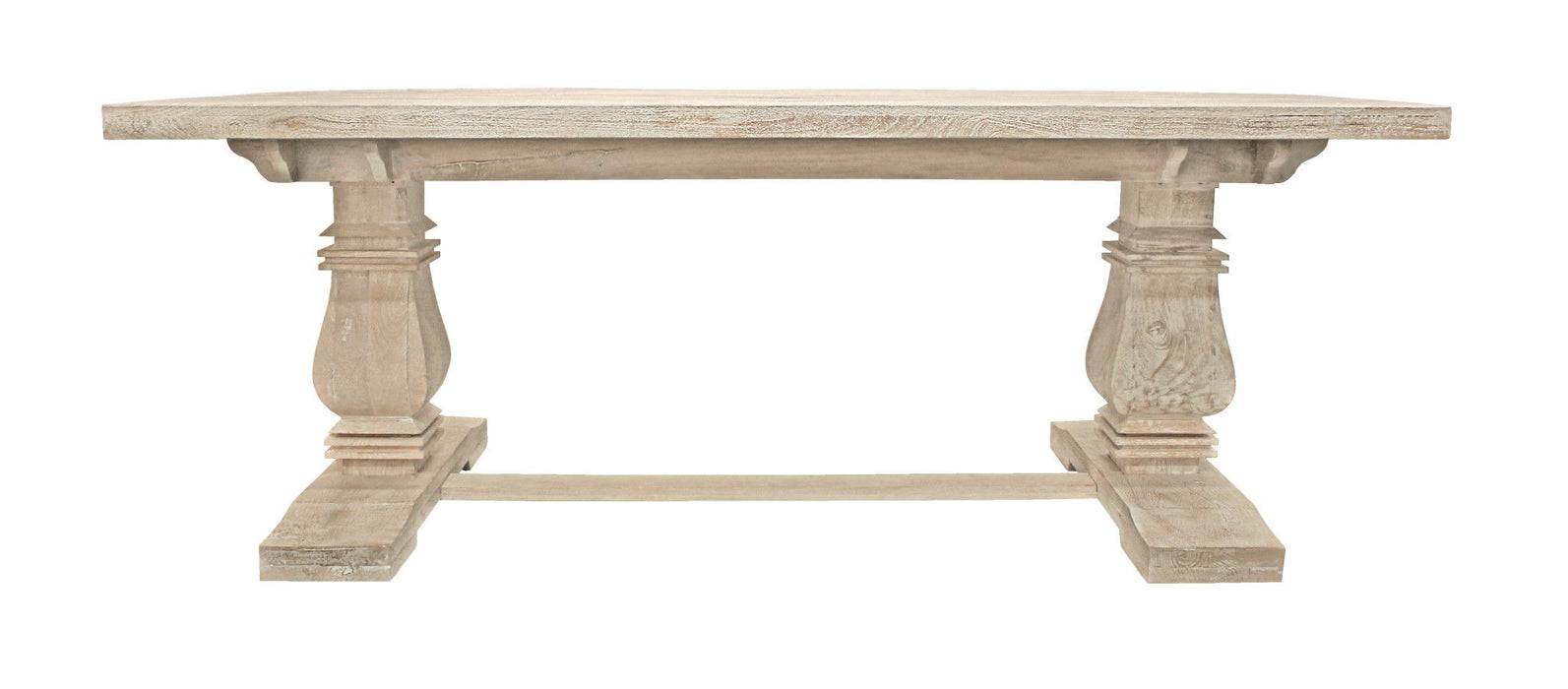 81" Solid Wood Trestle Base Dining Table - Antiqued White