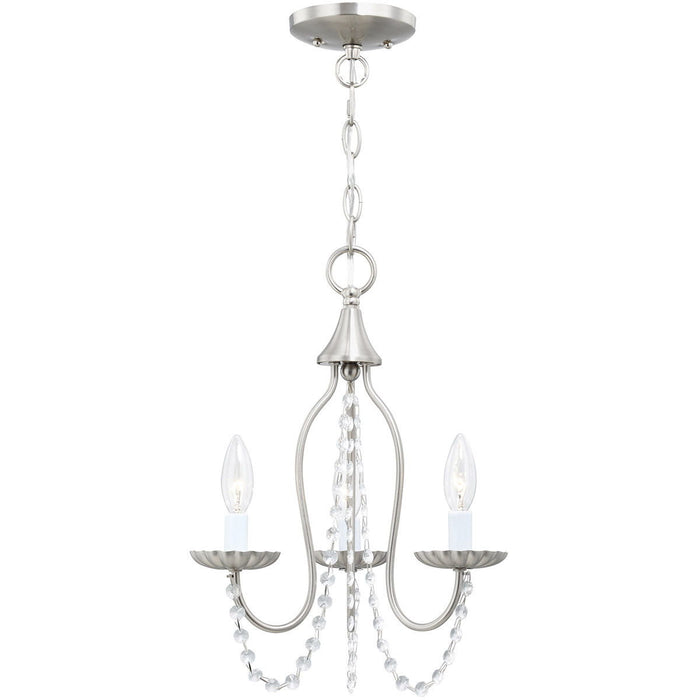 17'' Three Light Dimmable Chandelier With Shades - Nickel