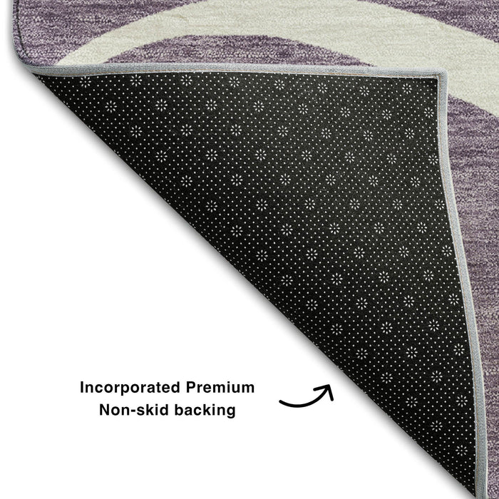 10' X 14' Abstract Washable Area Rug With UV Protection (678676) - Purple / Ivory