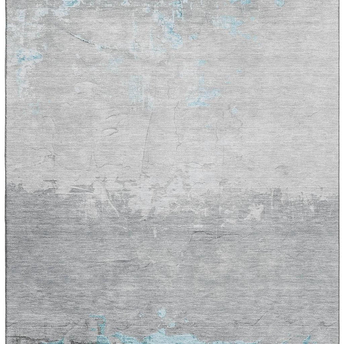 10' X 14' Abstract Washable Area Rug With UV Protection (706921) - Teal / Gray