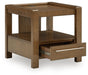 Brown Marxmore square end table by Signature Design by Ashley, featuring a sleek, modern design with a smooth surface and sturdy legs.