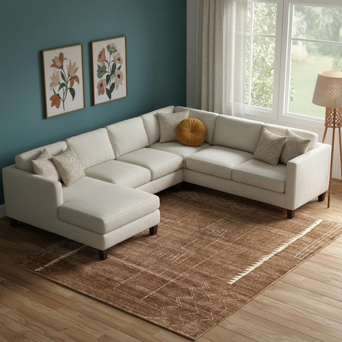 8' X 10' Wool Abstract Hand Knotted Distressed Area Rug (617266) - Brown / Ivory