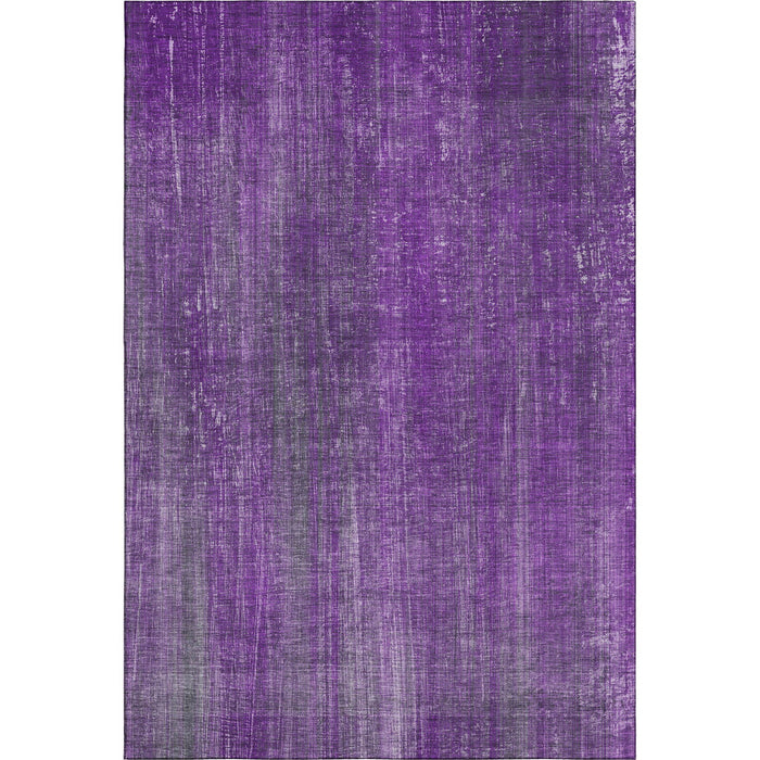 9' X 12' Striped Washable Area Rug With UV Protection (648759) - Purple / Ivory