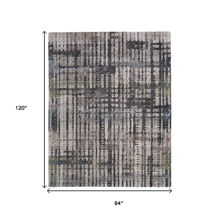 8' X 10' Abstract Distressed Area Rug - Gray / Ivory