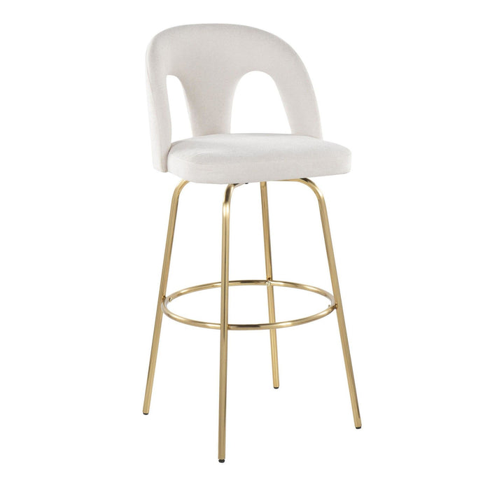 Ava - Upholstered Fixed-Height Barstool (Set of 2) - Gold Base