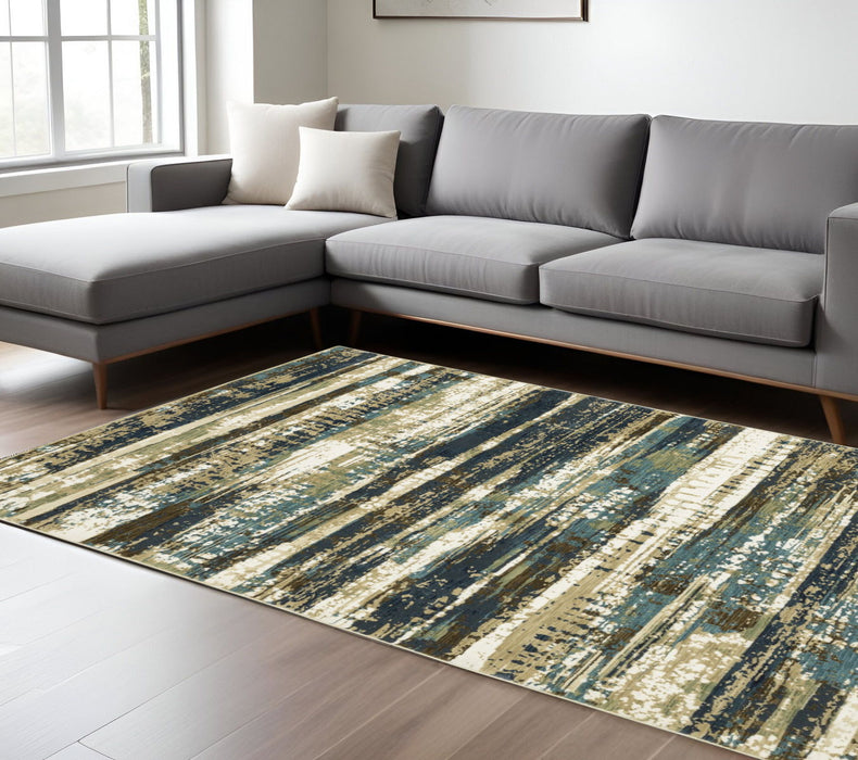 10' X 13' Abstract Area Rug - Beige And Blue