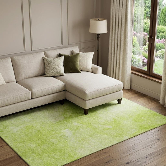 10' X 14' Abstract Washable Area Rug With UV Protection (656280) - Artichoke Green / Ivory