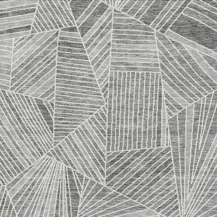 10' X 14' Geometric Washable Area Rug With UV Protection (672767) - Gray / Silver