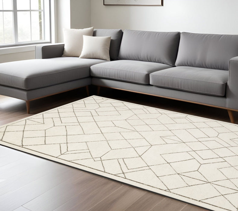 10' X 13' Geometric Area Rug - Ivory And Taupe