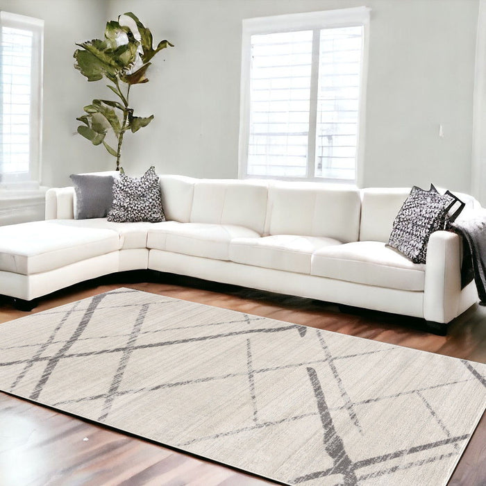 12' x 18' Geometric Washable Non Skid Area Rug - Gray