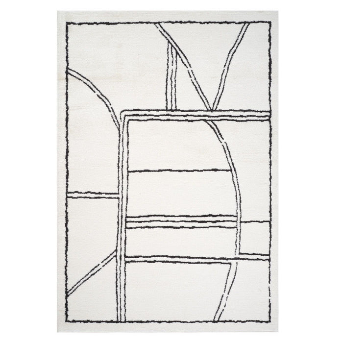 9' X 12' Geometric Area Rug - Ivory / Black