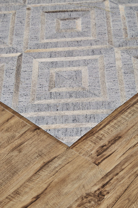 8' x 11' Geometric Hand Woven Area Rug - Gray Taupe And Ivory