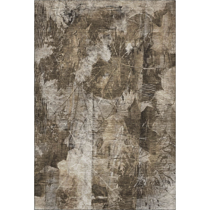 10' X 14' Floral Washable Area Rug With UV Protection (649090) - Taupe / Ivory