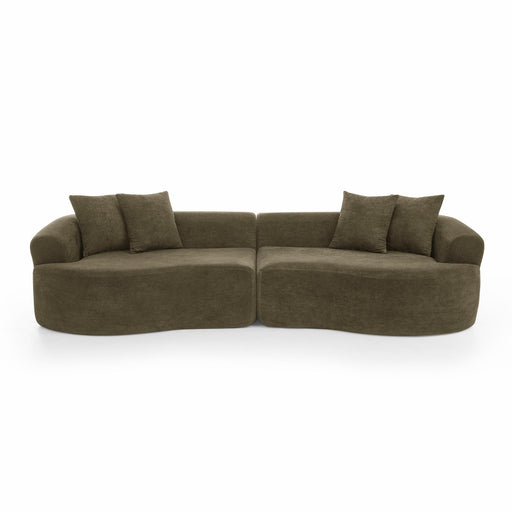 Giga 4 Seater Curved Cloud Sectional Sofa with plush cushions and modern design, ideal for spacious living rooms.