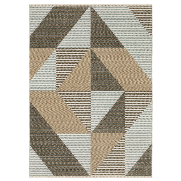 5' X 8' Striped Area Rug With Fringe (575127) - Beige / Gray / Brown