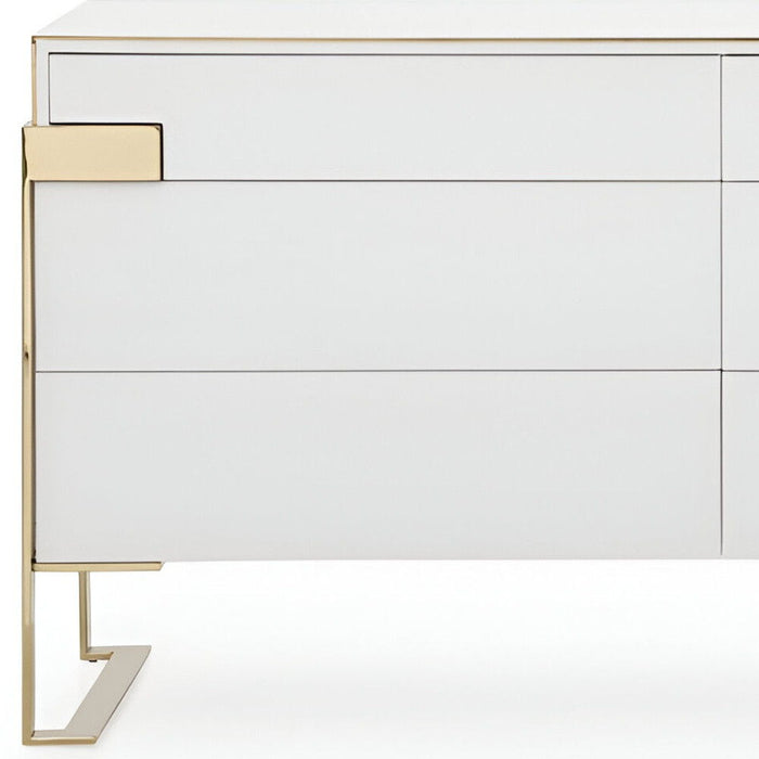 Solid And Manufactured Wood Six Drawer Dresser - White Champagne Gold