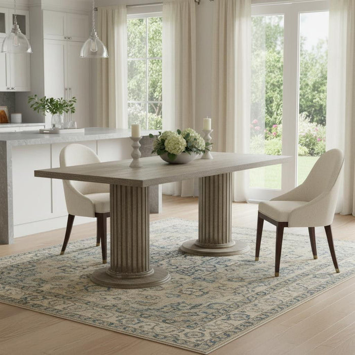 Wood Double Pedestal Base Dining Table - Gray