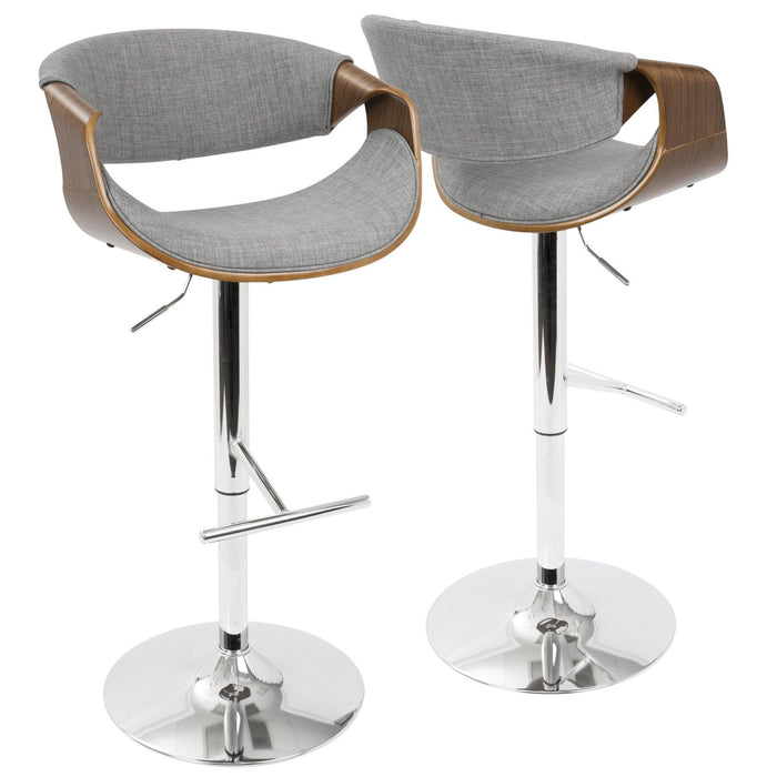 Curvo - Adjustable Barstool With Swivel - Walnut (Set of 2)