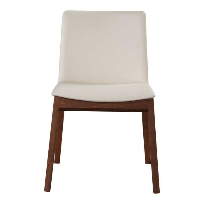 Upholstered Faux Leather Dining Side Chairs (Set of 2) - Brown / White