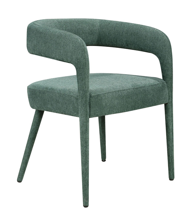 Upholstered Linen Open Back Dining Side Chairs (Set of 2) - Green
