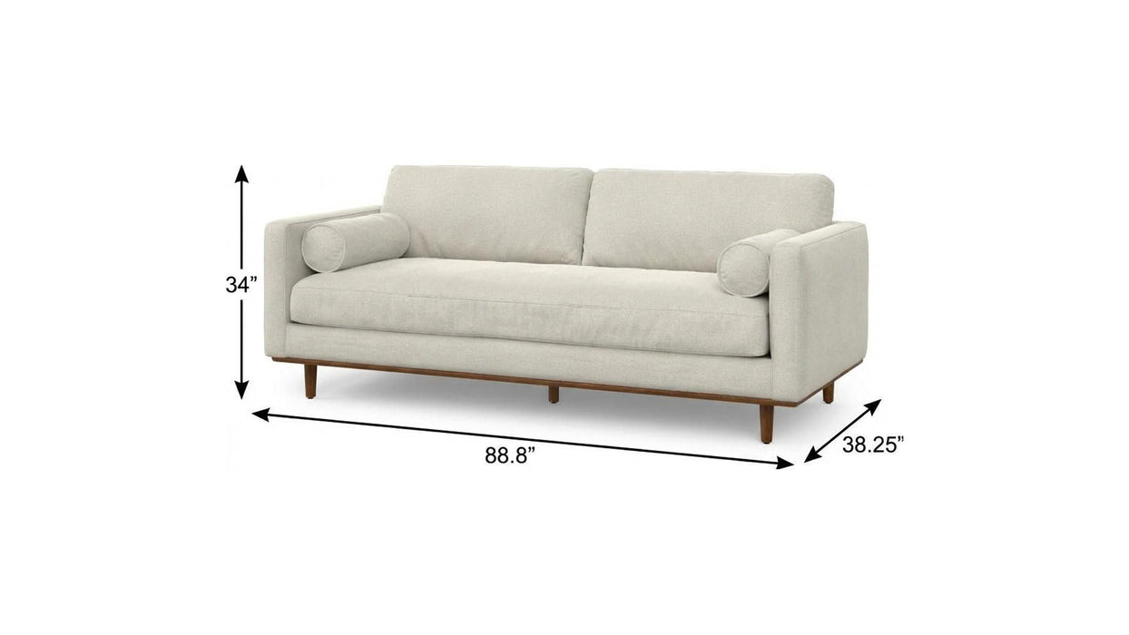 89" Fabric Sofa With Brown Legs - Cream