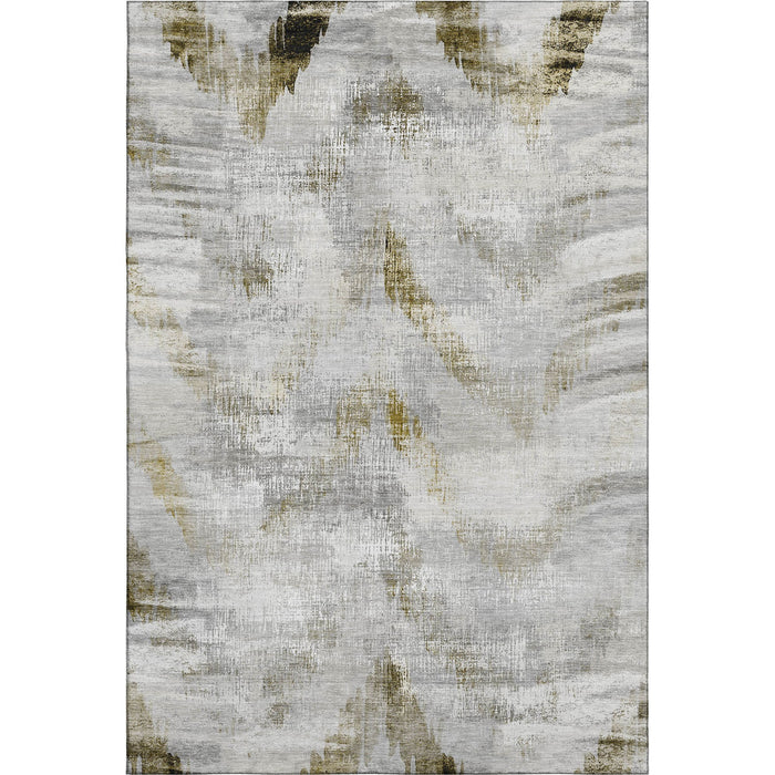 9' X 12' Abstract Washable Area Rug With UV Protection - Taupe / Brown