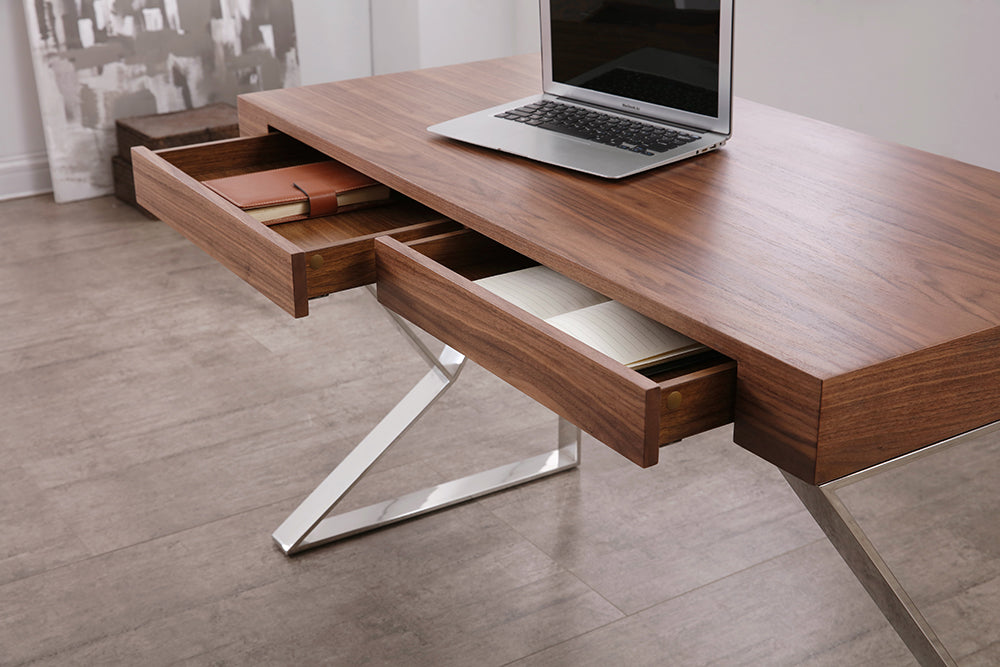 J & M Furniture CE Noho Desk in Walnut