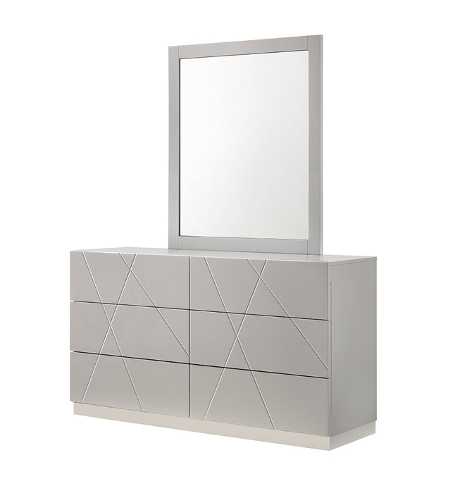 J & M Furniture Naples Dresser & Mirror in Grey