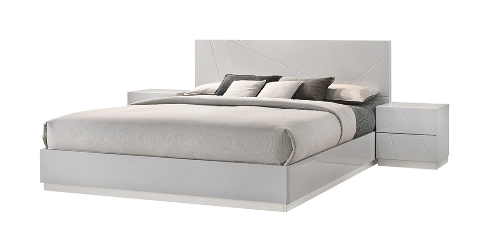 J & M Furniture Naples Queen Size Bed in Grey