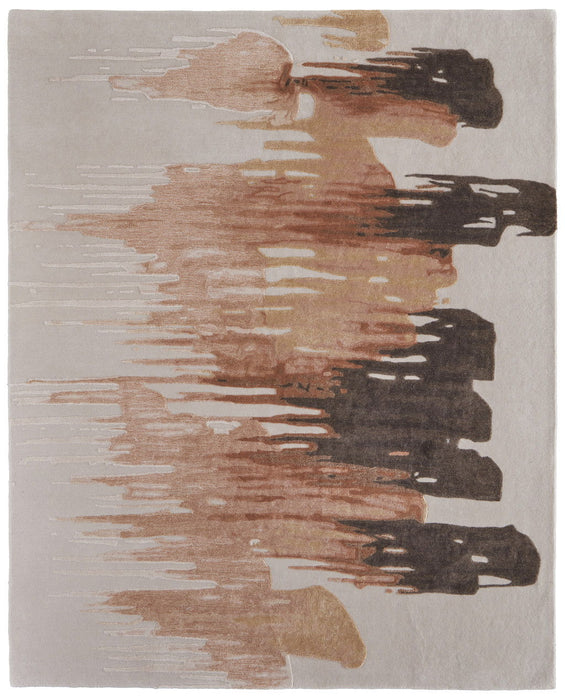 5' x 8' Abstract Hand Tufted Area Rug - Tan Brown And Orange