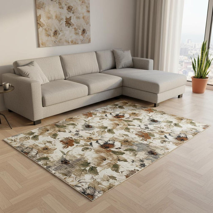 8' X 10' Floral Area Rug (661389) - Cream / Beige / Green