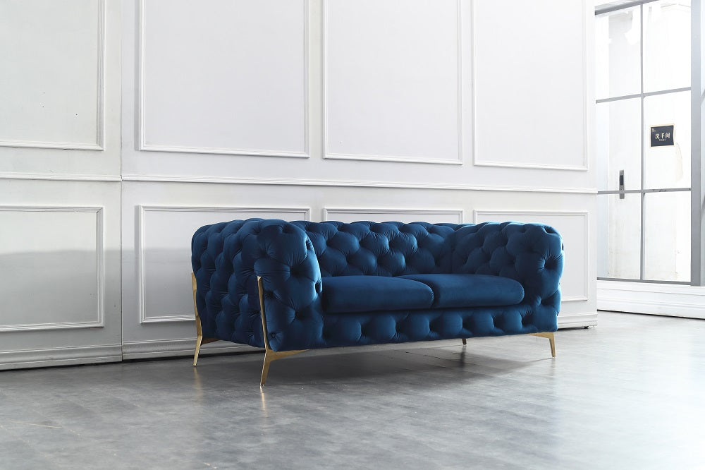 J & M Furniture Glamour Love Seat in Blue