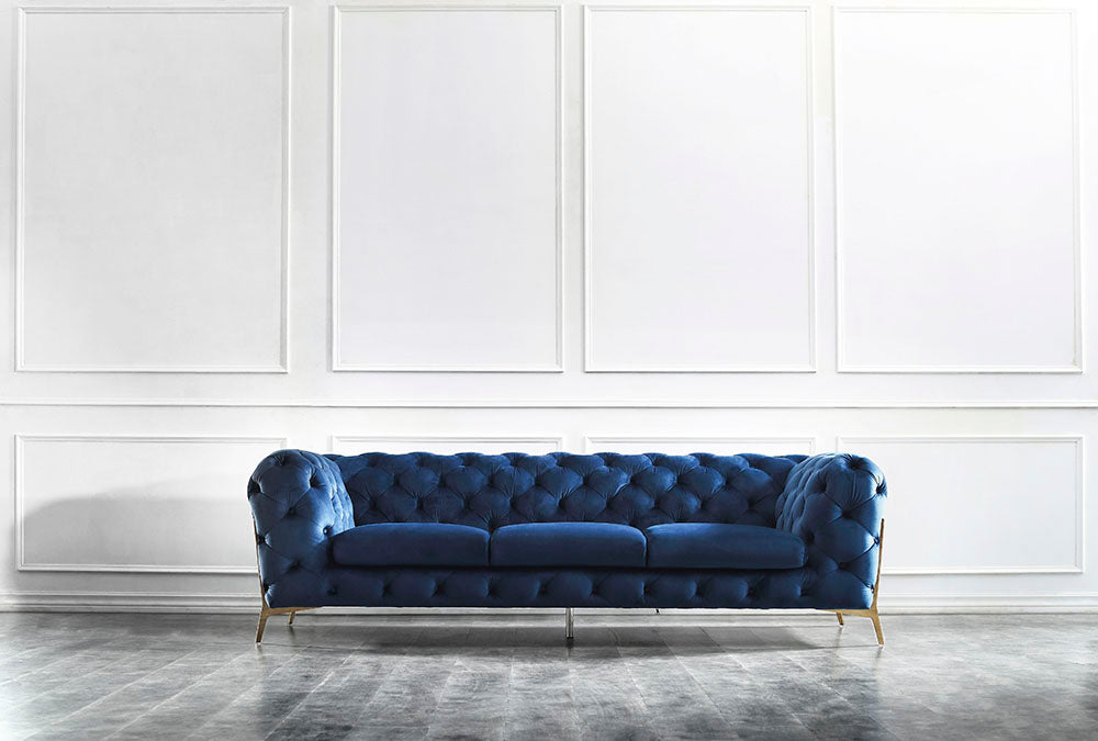 J & M Furniture Glamour Sofa in Blue