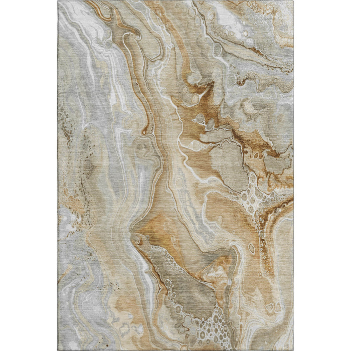 10' X 14' Abstract Washable Area Rug With UV Protection (697055) - Pewter / Tan / Ivory