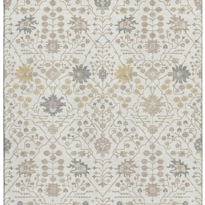 10' X 14' Oriental Washable Area Rug With UV Protection (679216) - Ivory / Beige / Gray