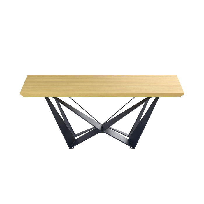 79" Wood And Metal Trestle Base Dining Table - Yellow